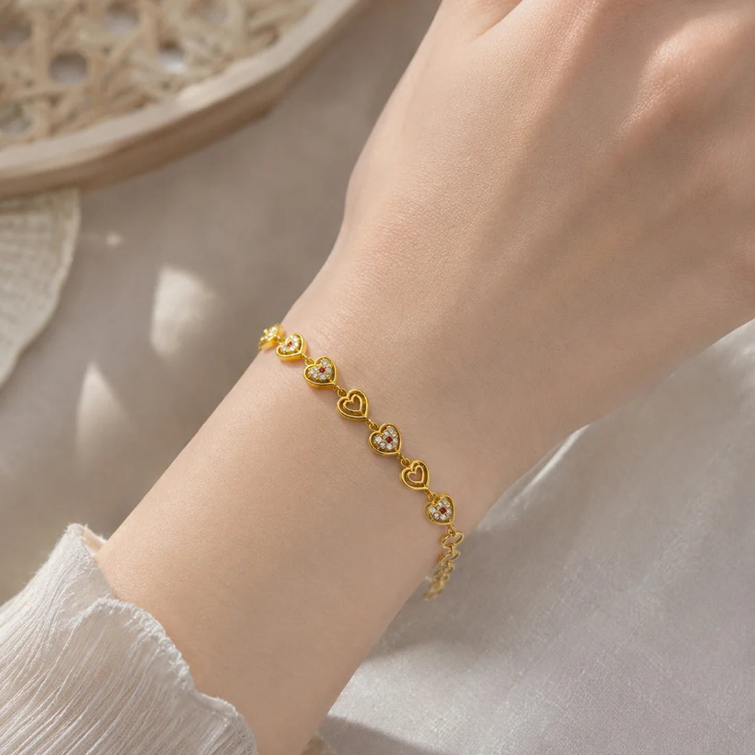 Simple Gold Plated Stone Bracelet-Multi