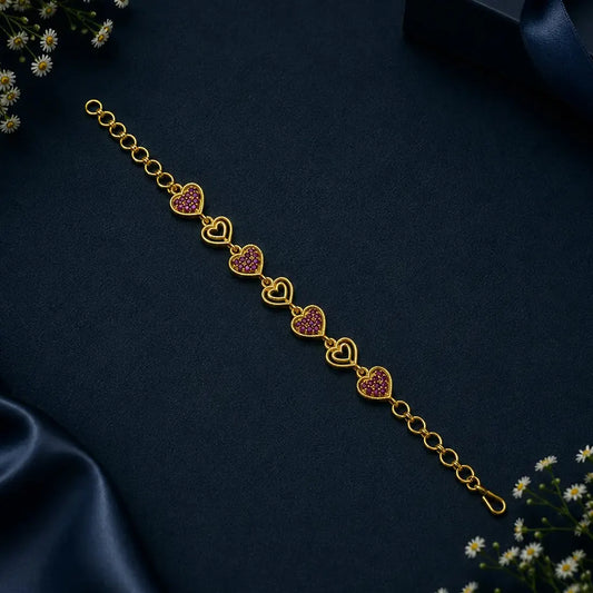 Simple Gold Plated Stone Bracelet-Ruby