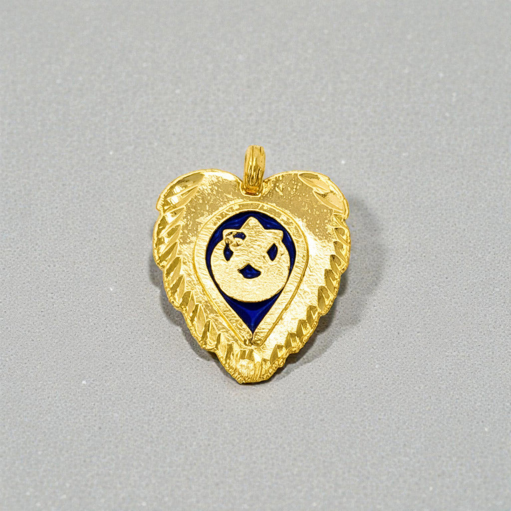 Small Blue Enamel Gold Plated Muslim Thali Pendant
