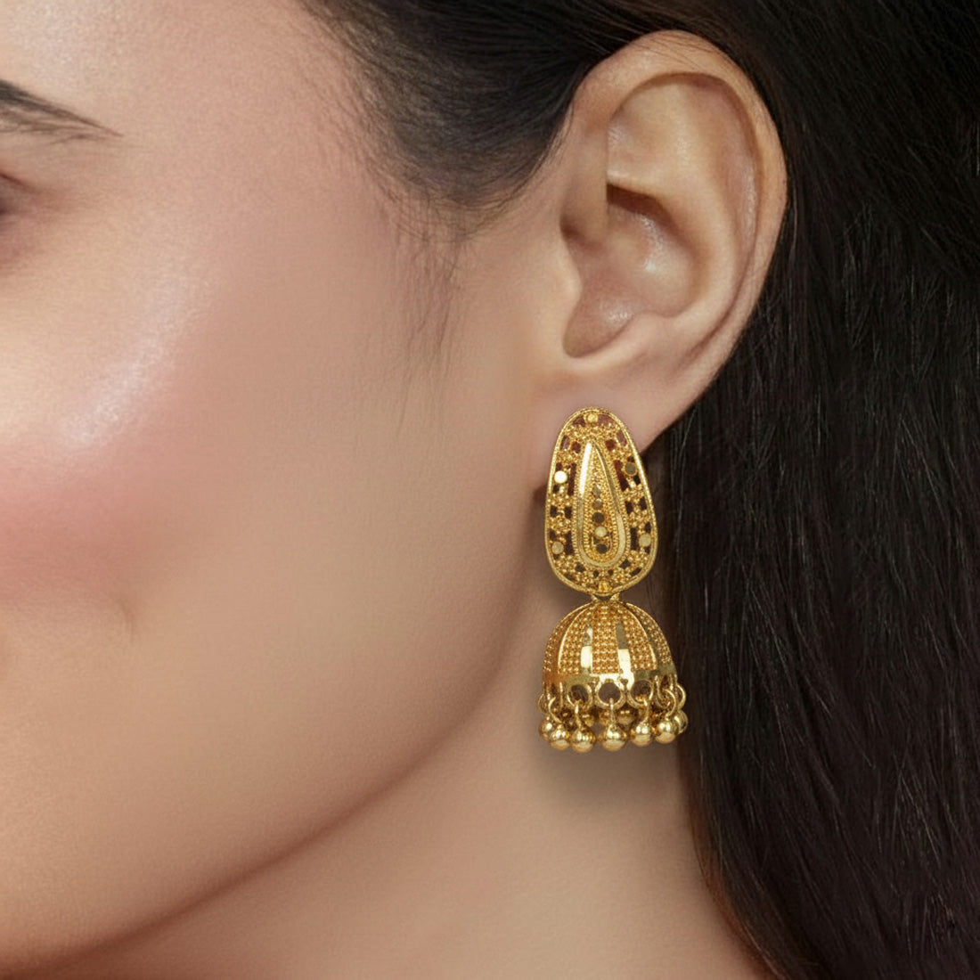 Small Gold Plated Leaf Studs Umbrella Jumkas