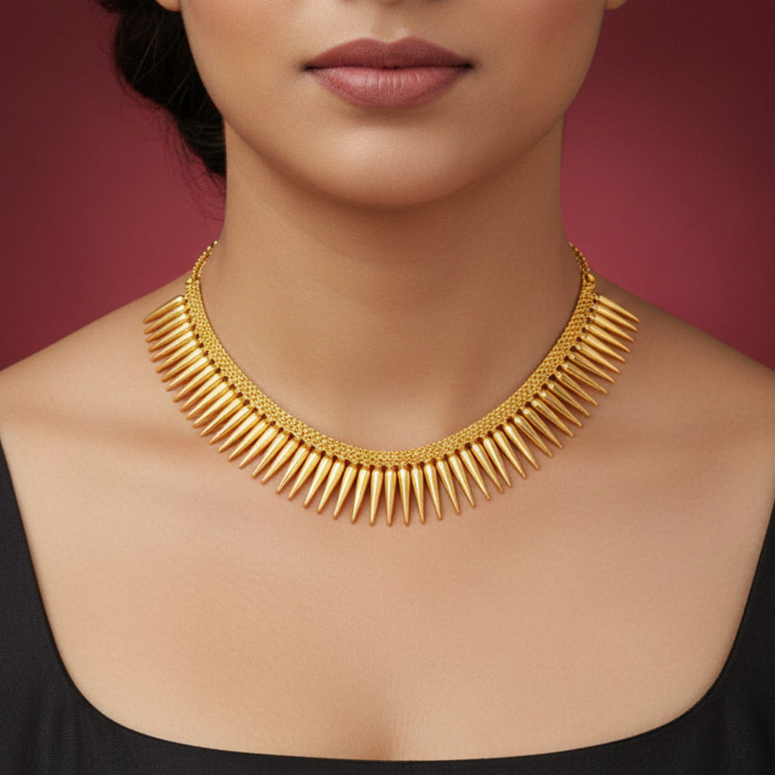South_Indian_Gold_Plated_Plain_Mullamottu_Necklace