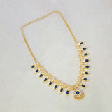 South Indian Traditional Nagapadam Necklace - 8 Stone-Blue