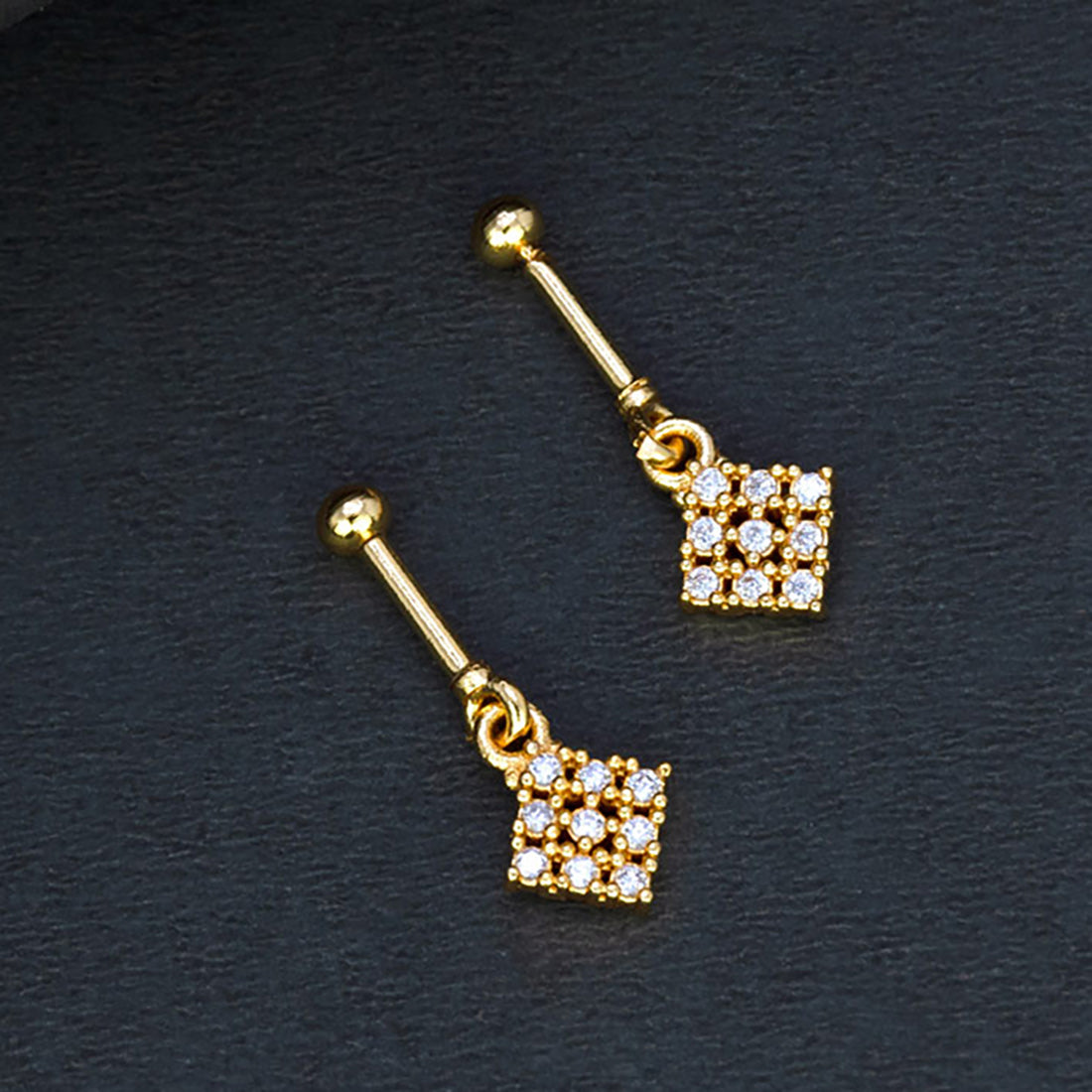 Modern Geometric Square Design CZ Bugadi Earrings
