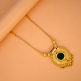 Stunning Gold Plated Big Round Enamel Pendant Necklace