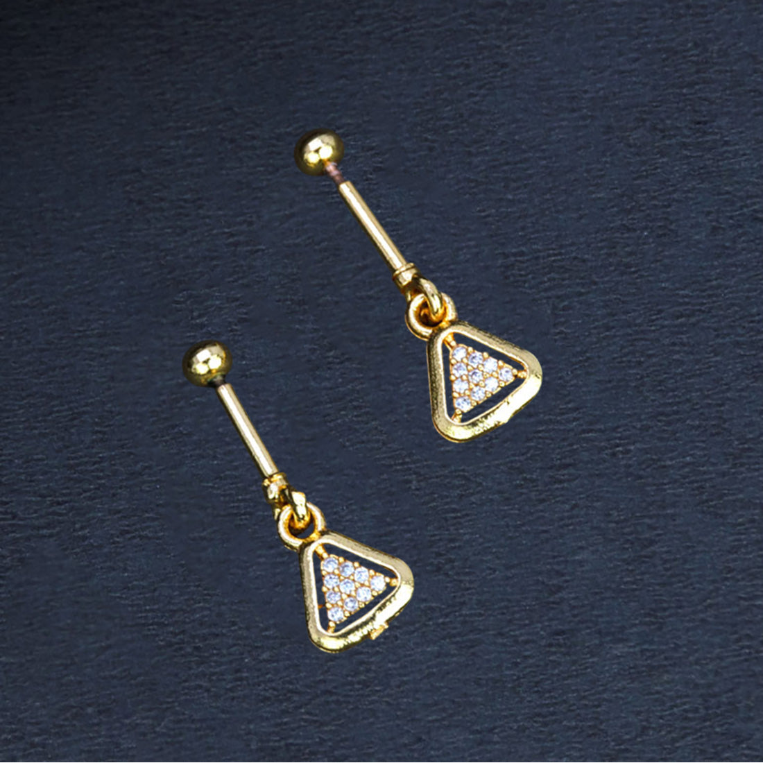 Stunning Gold Plated Geometric Design CZ Bugadi Earrings