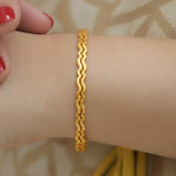 Stylish Gold Plated Thin Zigzag Bangles