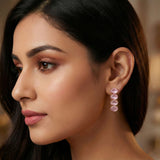 Stylish Golden Oval Stone Drop Earrings