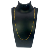 Gold Plated Nice Kilukkam Box Chain - 18" displayed on a black jewelry stand.