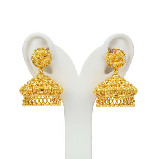 Classic Gold Plated Dome Jhumka Earrings
