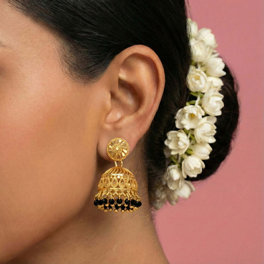 Black-Beads-Jhumka-Earrings