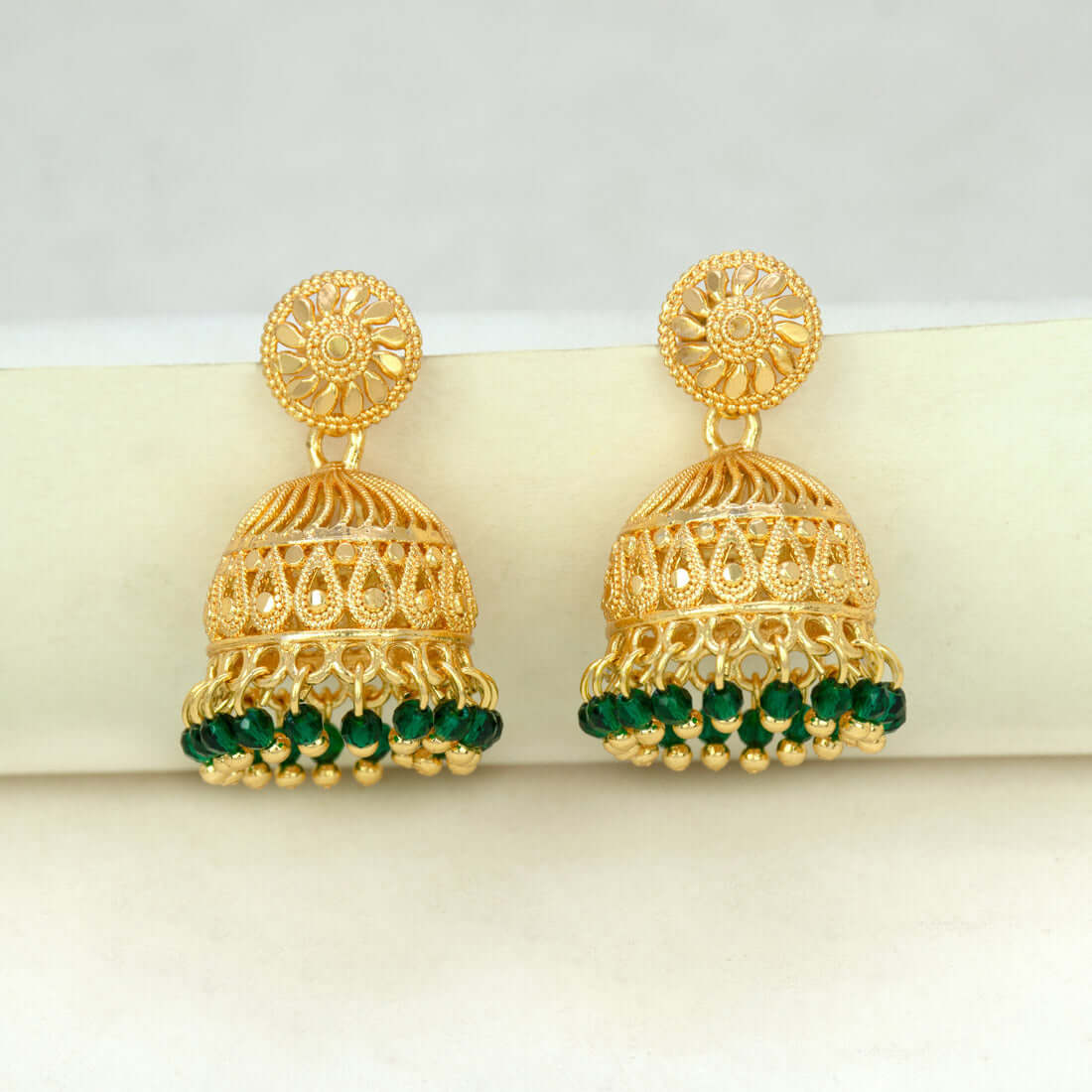 Green-Beads-Jhumka-Earrings