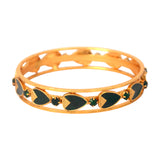 Antique Gold Plated Gopi Green Enamel Stone Bangle