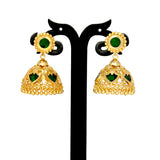 Traditional Gold Plated Green Palakka Jhumka Earrings