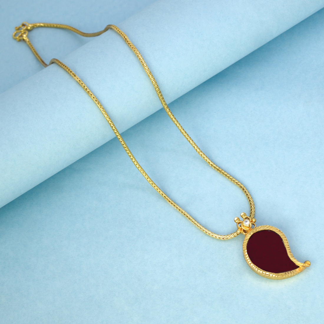 Traditional Gold-Plated Mango Pendant Chain