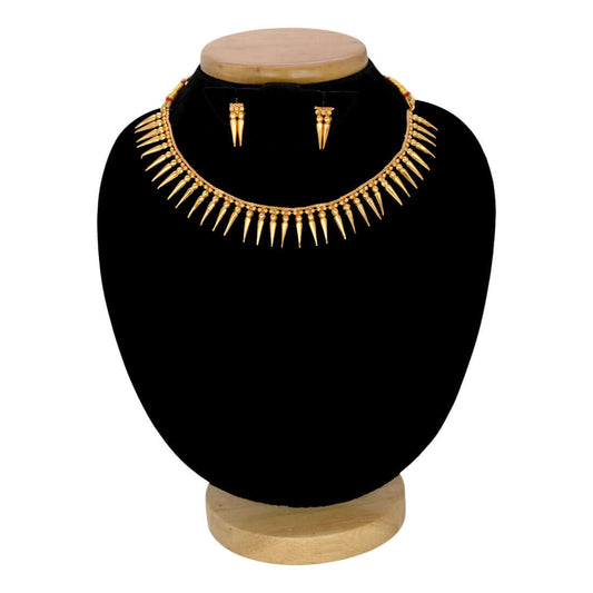 Traditional Antique Matte Jasmine Spike Necklace Set
