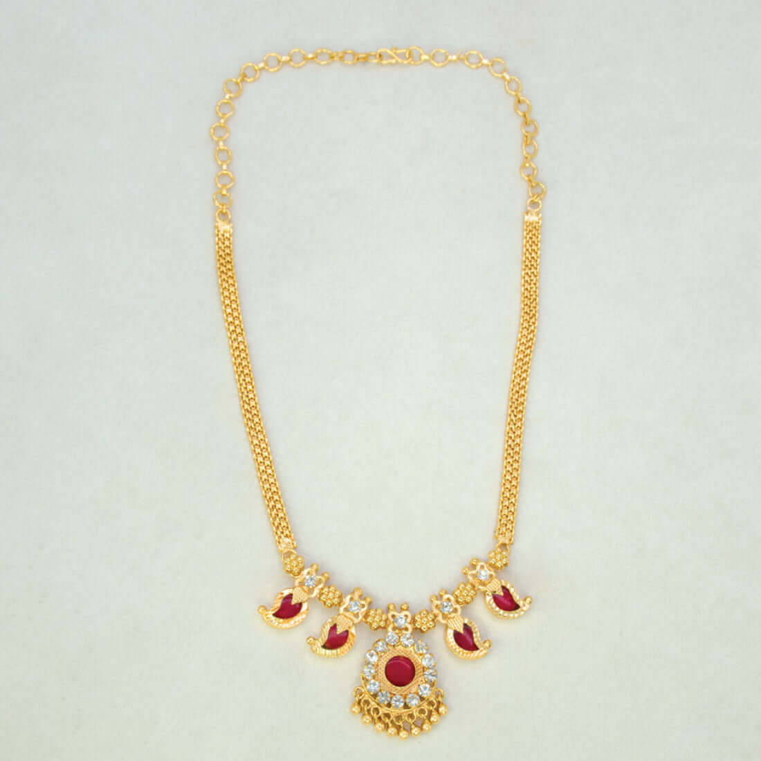 Traditional Kerala Mango Necklace- 2 Stone- Red
