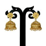 Trendy gold plated pearl hanging floral jhumka