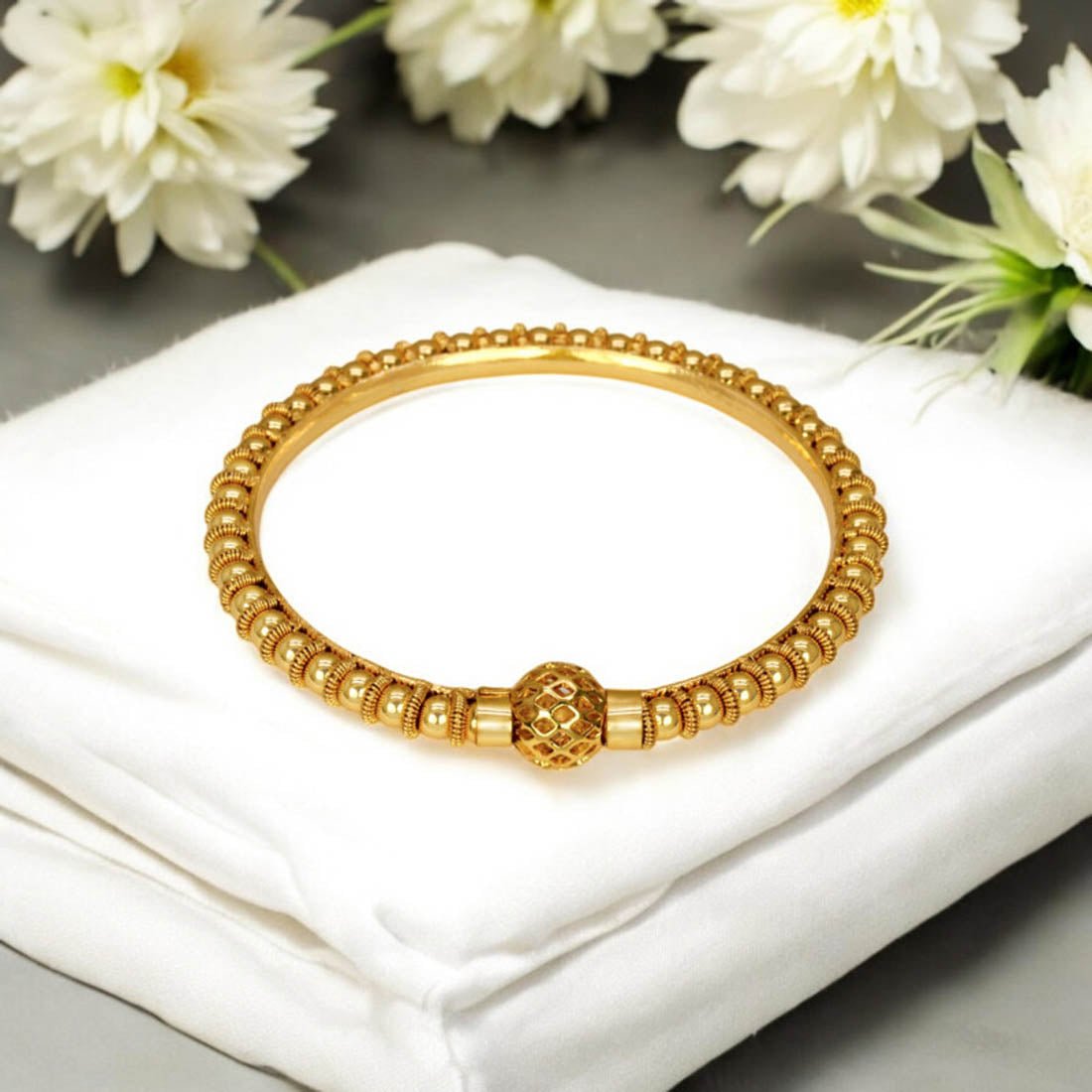 Trendy Gold Plated Beaded Kada Bangle For Women - K Supreme