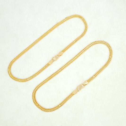Trendy Gold Plated Flat Double Link Anklets Payal