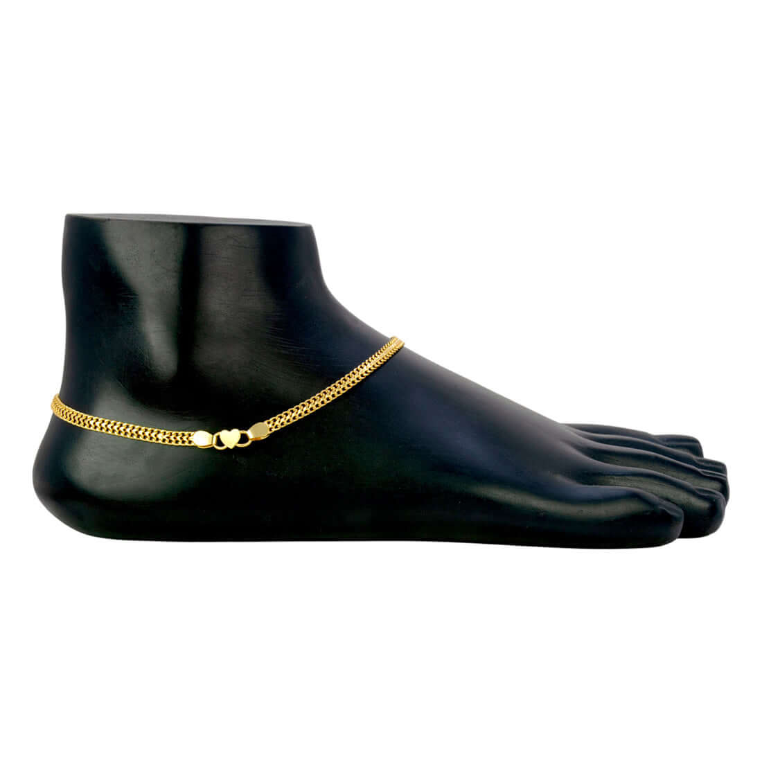 Trendy Gold Plated Flat Double Link Anklets Payal