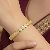 Trendy Round Floral Design CZ Bangle