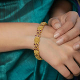 Trendy Gold Plated Designer Stone Bangle