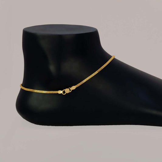 Elegant Gold-Plated Flat Two-Line Box Chain Anklets