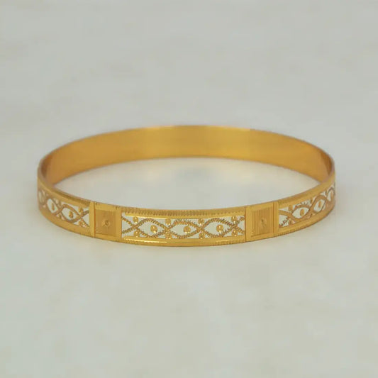 Two-Tone Wave Design Gold-Plated Bangle
