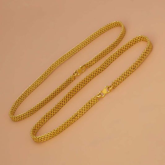 Premium Gold Plated Thick Urvasi Anklets for women, featuring a sturdy flat pattern and secure clasp.