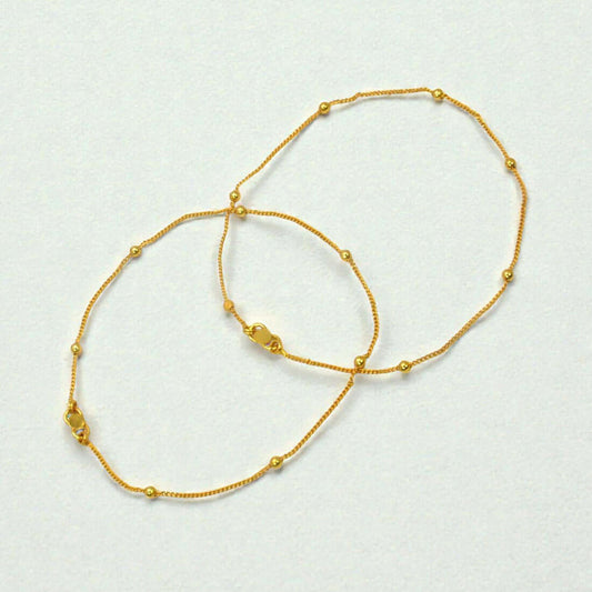 Very Delicate Thin Gold Plated Bead Anklets Payal