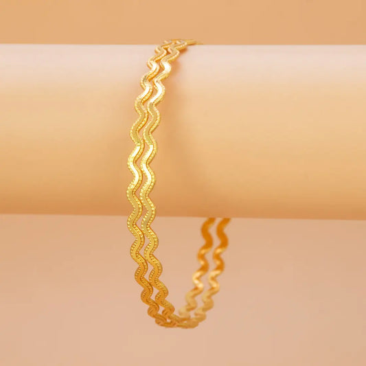 Unique Gold Plated Zigzag Bangles
