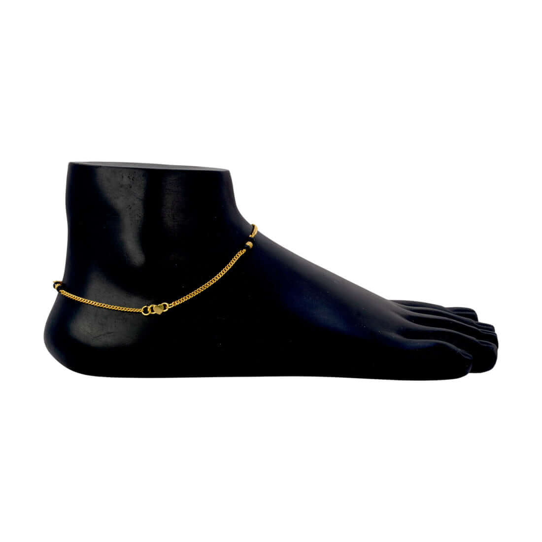 Alluring Gold Plated Designer Beads Black Crystal Anklets - K Supreme