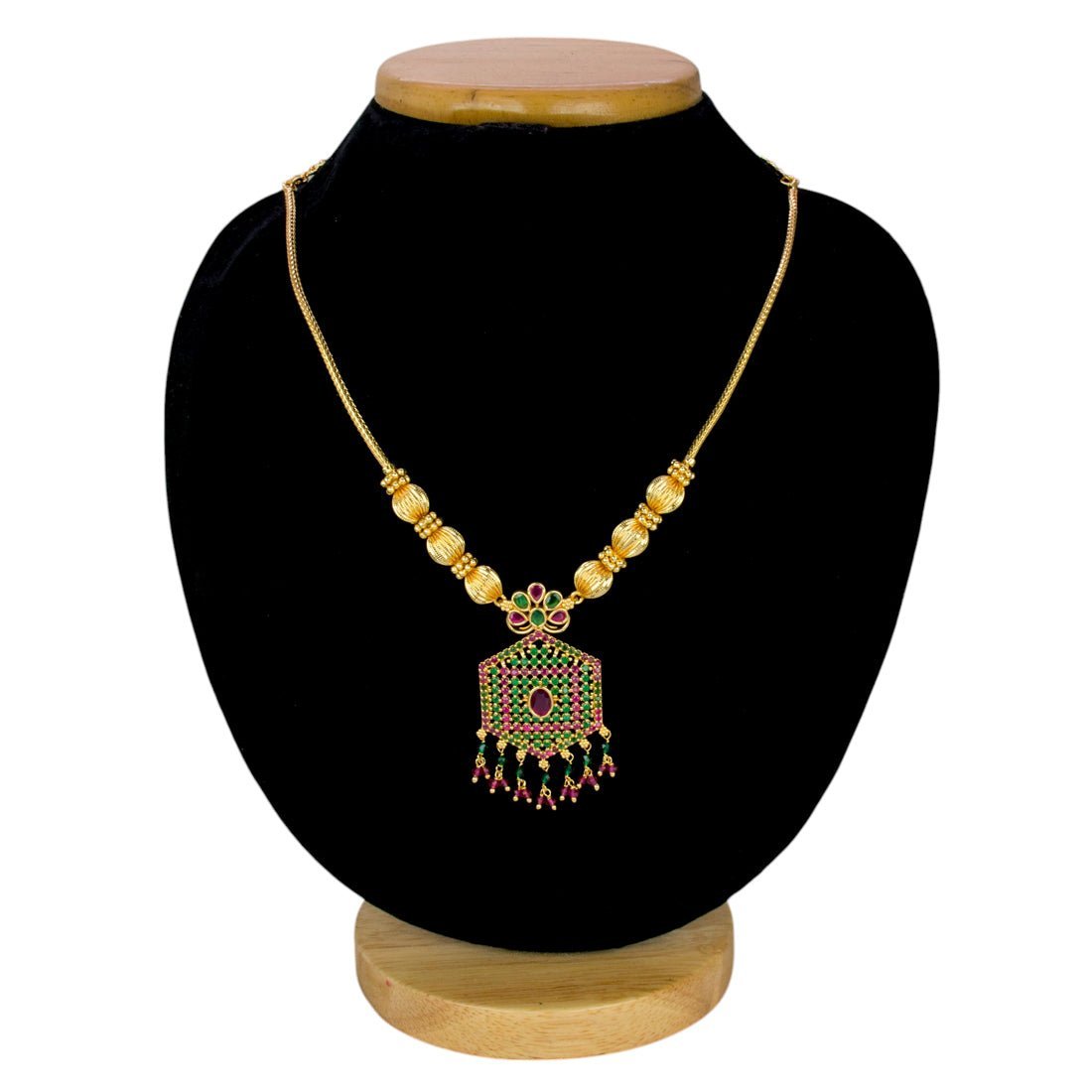 Alluring Gold Plated Hexagonal Pendant Chain Necklace - KSupreme