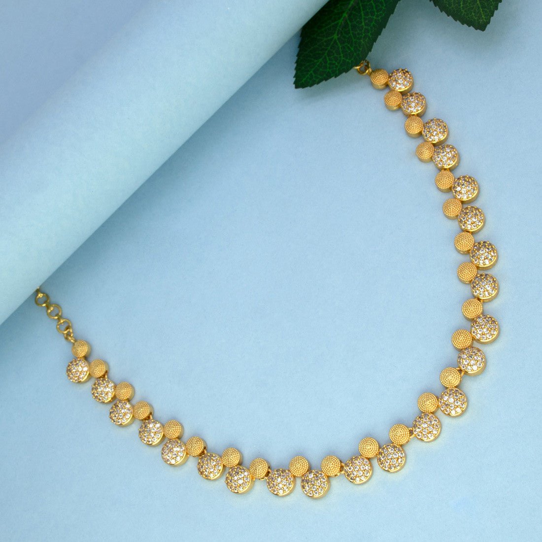 Alluring Round Gold Plated Jaipur Stone Necklace - K Supreme
