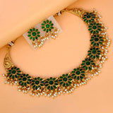 Antique Big Floral Kemp and Pearls Necklace Set - K Supreme