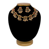 Antique Finish Artificial Stones Pearl Lotus Necklace Set - K Supreme