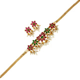 Antique Gold Plated Floral Kemp Stones Choker Set - K Supreme