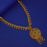 Antique Gold - Plated Ruby Circular Pendant Necklace - K Supreme