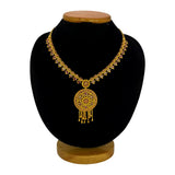 Antique Gold - Plated Ruby Circular Pendant Necklace - K Supreme