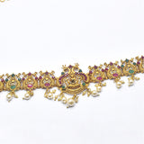 Antique Gold Plated Ruby Emerald Nagas Lakshmi Peacock Hip Chain