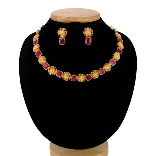 antique-matte-elegant-floral-square-stone-sufi-necklace-set-dmo