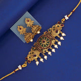 Antique Paisley Peacock Kemp and Pearls Collar Necklace Set - K Supreme