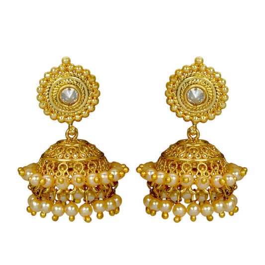 Antique Pearls Hanging Small Jhumka Earrings - K Supreme