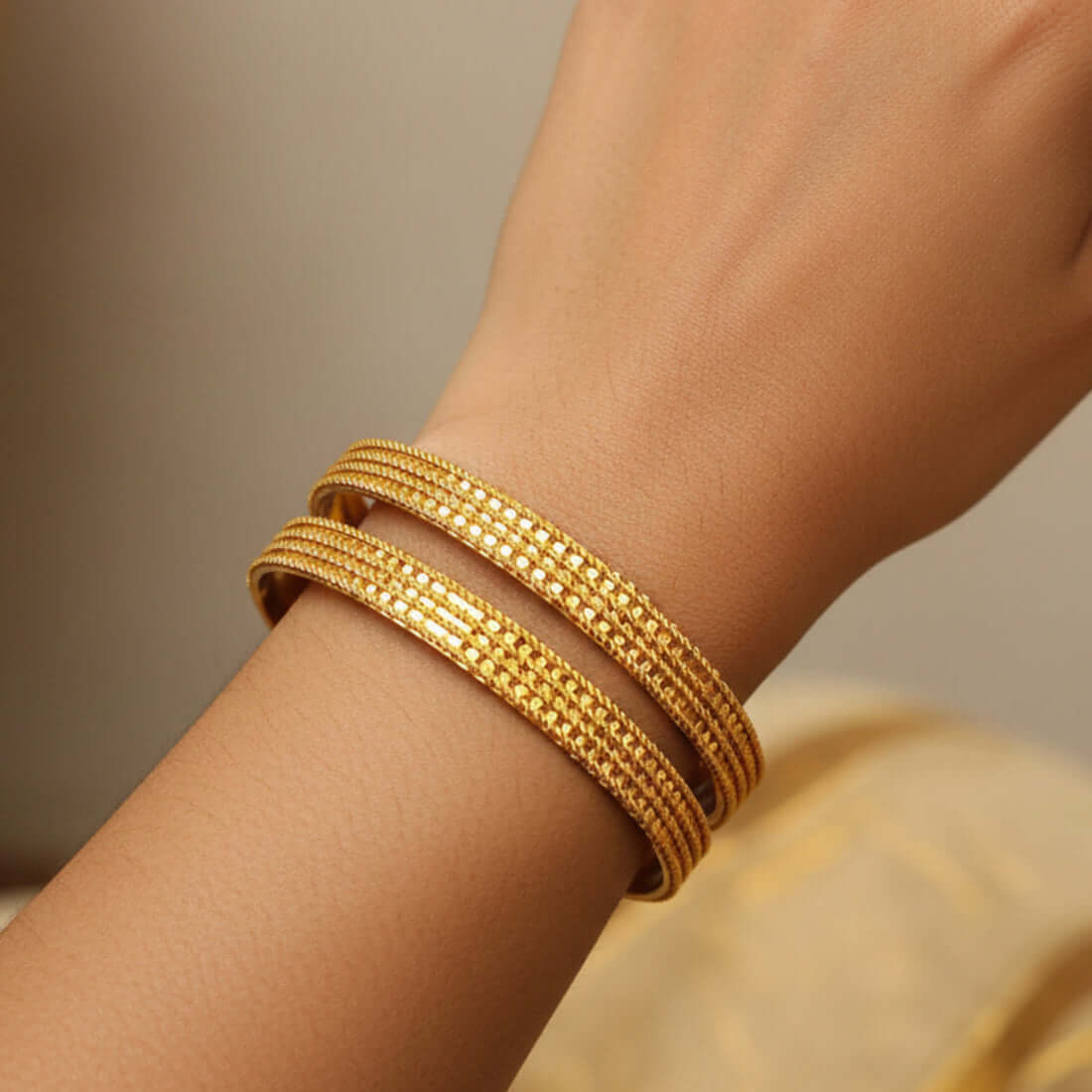 Beautiful Coir Design Gold Plated Bangles For Women - K Supreme