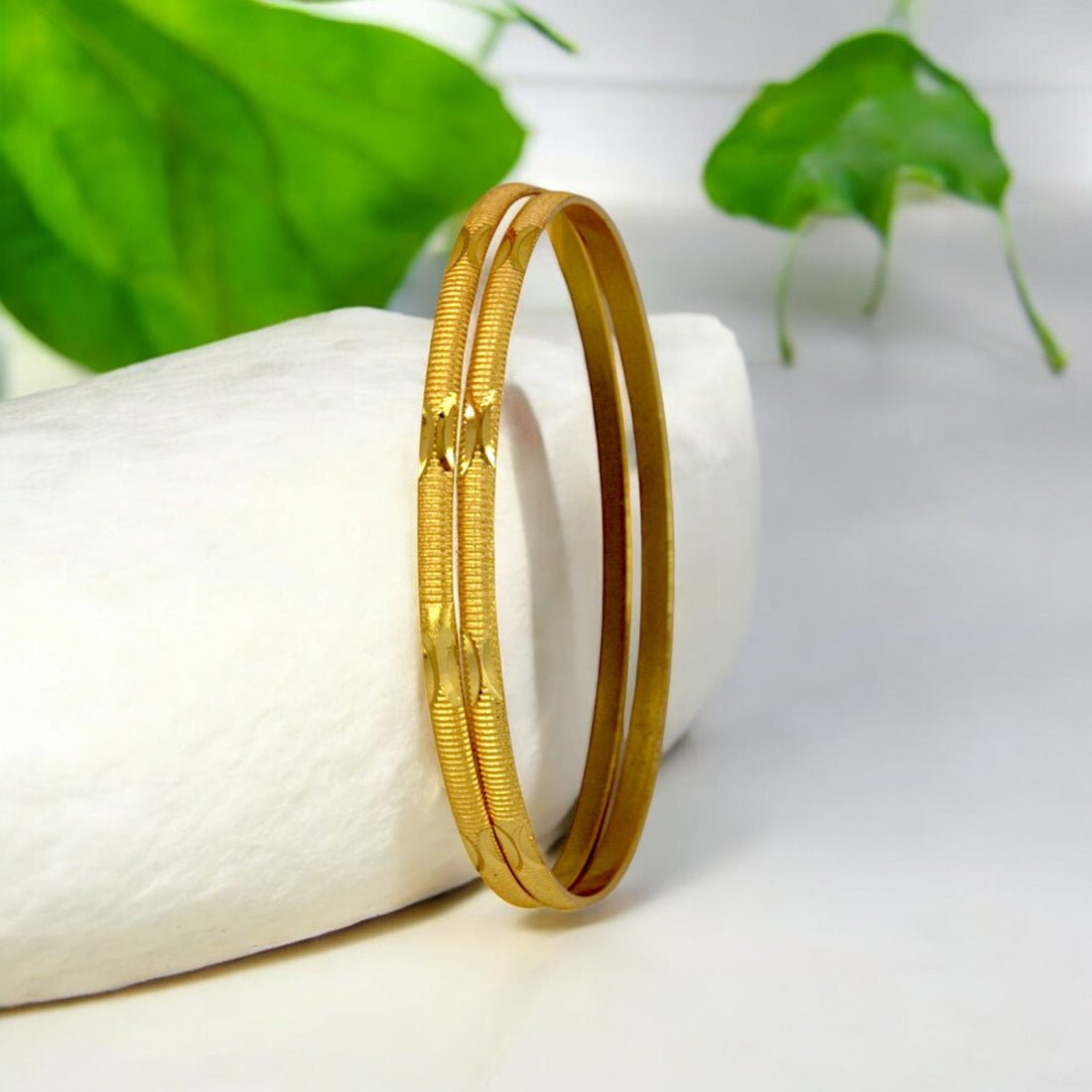 Beautiful Gold Plated Thin Daily Wear Bangles - KSupreme