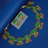 Blooming Matte Gold Plated Lotus Ghunghroo Necklace Set - KSupreme