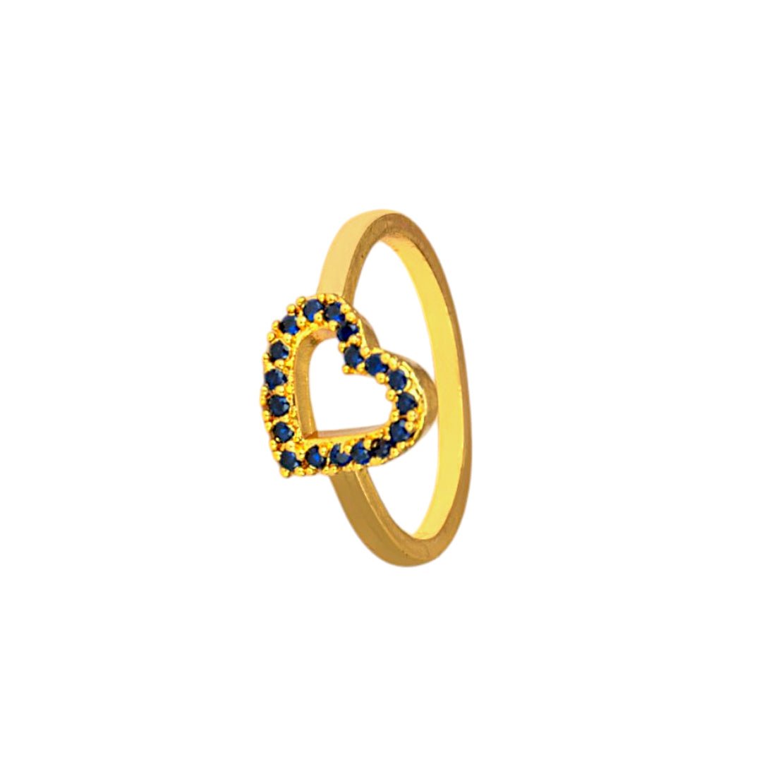 Charming Gold Plated Stone Ladies Heart Finger Ring - KSupreme
