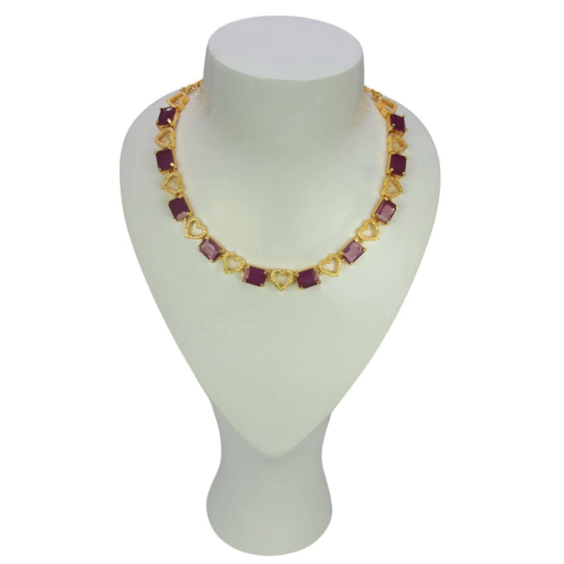 Charming Premium Fashion Square Ruby Heart Necklace