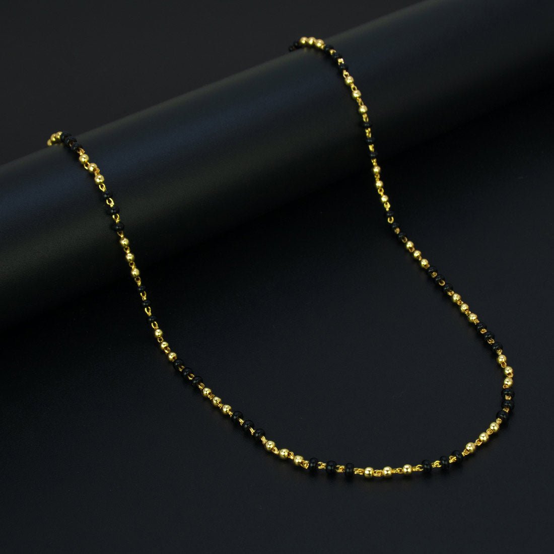 Classic Gold Plated Black Beads Mangalsutra Chain - K Supreme