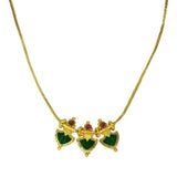Classic Gold Plated Green Triple Palakka Pendant Necklace - K Supreme